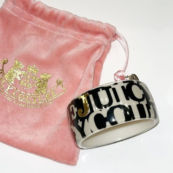 Juicy Couture Jewelry - Juicy Couture Black & White wide statement bracelet with dust bag